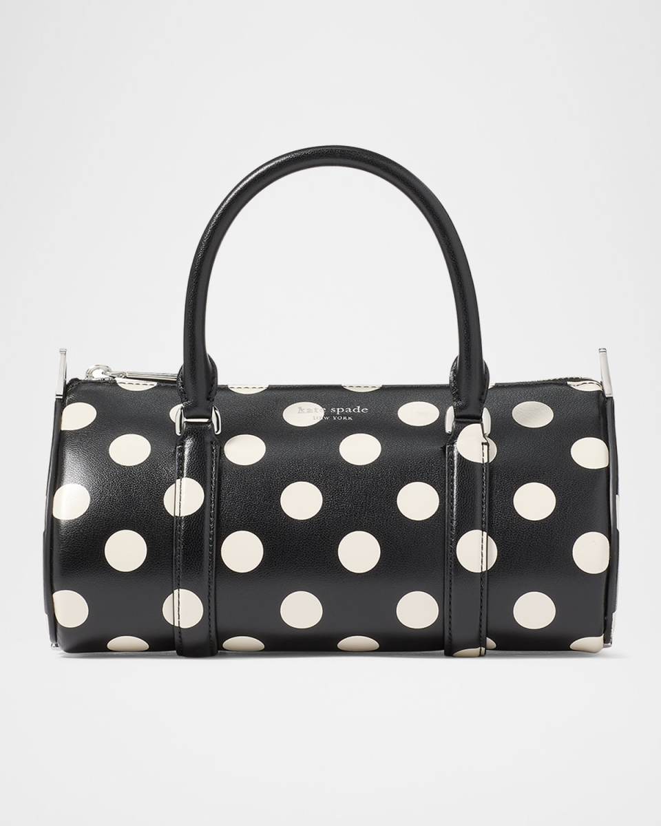 spade icon small polka dot leather barrel top-handle bag